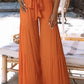 Tied Smocked Waist Tiered Culottes