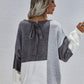 Color Block Tie-Back Dropped Shoulder Knit Pullover