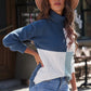 Color Block Drop Shoulder Turtleneck Pullover Sweater
