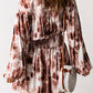 Tie-Dye Smocked Waist Balloon Sleeve Dress