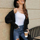 Lantern Sleeve Rib-Knit Open Front Longline Cardigan