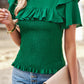 Smocked Tie Back Flutter Sleeve Blouse