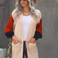 Color Block Rib-Knit Longline Cardigan with Front Pockets