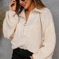 Half-Zip Lantern Sleeve Sweater