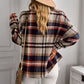 Plaid Button Front Brushed Shacket with Breast Pockets