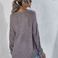 Notched Neck Slit Knit Top
