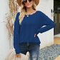 Scalloped Boat Neck Openwork Tunic Sweater