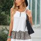 Leopard Color Block Frill Trim Tank Top