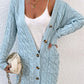 Cable-Knit Button Down Duster Cardigan