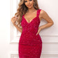 Sequin Ruched Sweetheart Neck Bodycon Dress