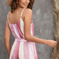 Striped Tie-Waist Spaghetti Strap Romper
