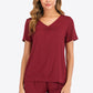 Gathered Detail V-Neck Top and Shorts Lounge Set