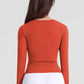 Notched Neck Ruched Sports Top