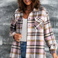 Plaid Button Front Shirt Jacket with Breast Pockets