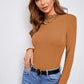 Mock Neck Lettuce Hem Long Sleeve Tee