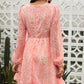 Ditsy Floral Cutout Drawstring Detail Puff Sleeve Dress