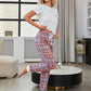 Heart Graphic Tee and Plaid Joggers Lounge Set