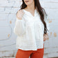 Tassel Tie Eyelet Babydoll Blouse