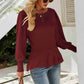 Rib-Knit Lantern Sleeve Peplum Sweater