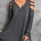 Cutout Waffle Knit Tunic Top