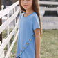 Girls Buttoned Tulip Hem T-Shirt