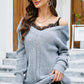 Spliced Lace Cold-Shoulder Tunic Sweater