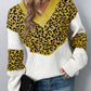 Leopard Color Block V-Neck Ribbed Trim Sweater