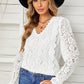 Lace Crochet V-Neck Flounce Sleeve Top