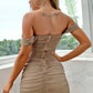 Off-Shoulder Backless Ruched Mini Dress