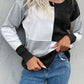 Color Block Ribbed Trim Round Neck Knit Pullover