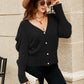 Puff Sleeve V-Neck Fuzzy Cardigan