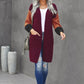 Color Block Rib-Knit Longline Cardigan with Front Pockets