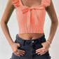 Square Neck Tie Front Knit Top