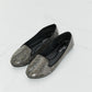 Forever Link Rhinestone Round Toe Flats in Black/Pewter