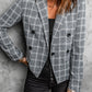 Plaid Double-Breasted Flap Pocket Blazer