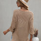 Notched Side Slit Drop Shoulder Sweater