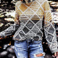 Geometric Color Block Contrast Sweater