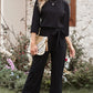 Belted Three-Quarter Sleeve Jumpsuit