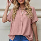 Notched Side Slit Cuffed Blouse