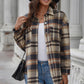 Plaid Curved Hem Dropped Shoulder Longline Shirt Jacket