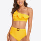Ruffled One-Shoulder Buckled Bikini Set
