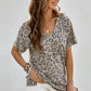 Leopard V-Neck Tee with Pocket