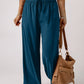 Drawstring Smocked Waist Wide Leg Pants