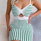 Striped Cutout Spaghetti Strap Knit Dress
