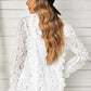 Lace Crochet V-Neck Flounce Sleeve Top