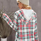 Plaid Drawstring Detail Hoodie