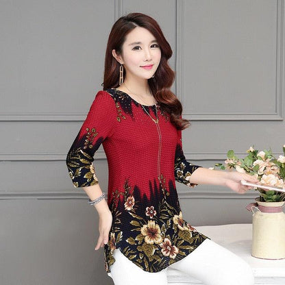 New Fashion Women Blouse Shirt Plus Size Chiffon Womens Clothing O Neck Floral Print Feminine Tops Tb1