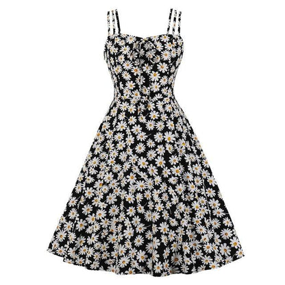 Amazing Autumn Fashion Cute Daisy Floral Print Women Spaghetti Strap Summer Vacation Dress 2u30