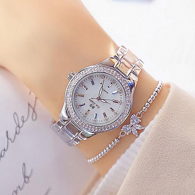 Ladies Wrist Watches Dress Women Crystal Diamond Watches Stainless Steel 9Wh39Wh1