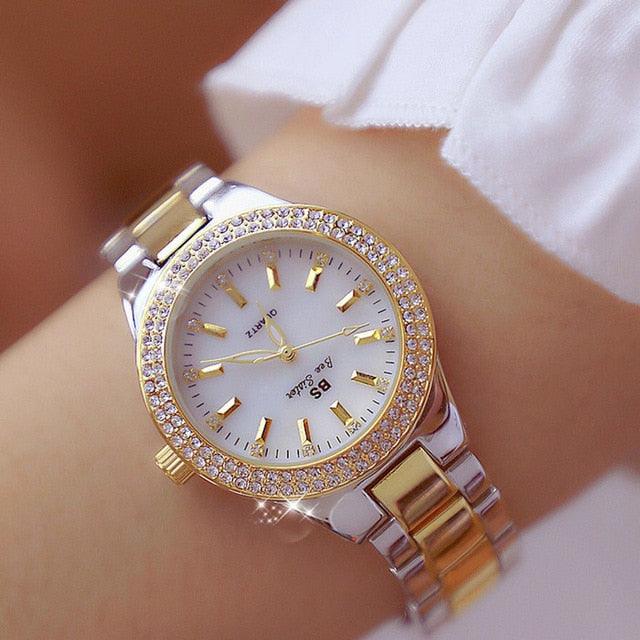 Ladies Wrist Watches Dress Women Crystal Diamond Watches Stainless Steel 9Wh39Wh1